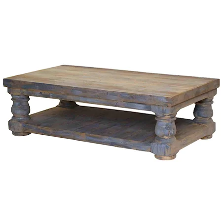 Coastal Farmhouse Old Wood Distressed Coffee Table